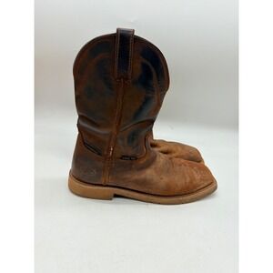 Justin Waterproof Steel Toe Men's 10D Work Boots Brown Leather Square Toe